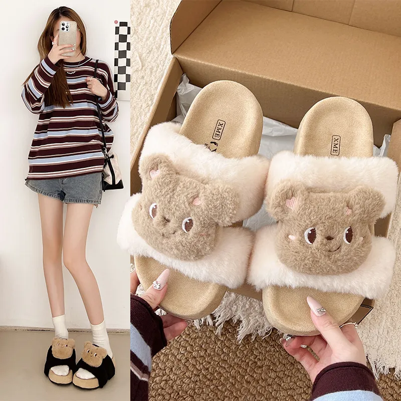 Consegna gratuita, pantofole da donna in cotone e lana comode, per uso interno ed esterno, morbide e comode_voghion.com