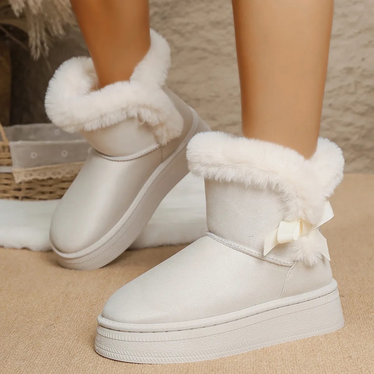 Hot Gratis bezorging Designer Dames Sneeuw met comfortabele dikke zool en zachte warme katoenen laarzen_voghion.com