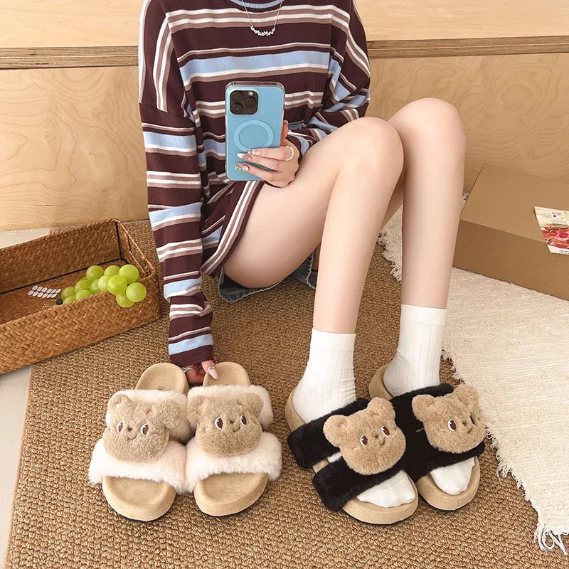 Consegna gratuita, pantofole da donna in cotone e lana comode, per uso interno ed esterno, morbide e comode_voghion.com