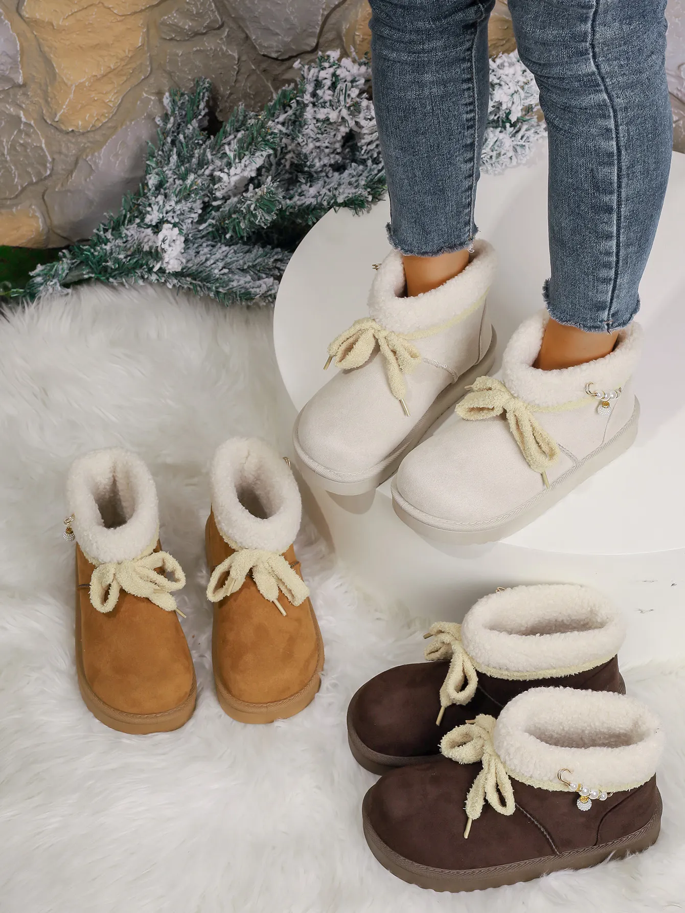 new Free Delivery Designer Woman Cotton Comfortable Snow With Short Sleeves And Plush Outdoor Winter Boots_voghion.com