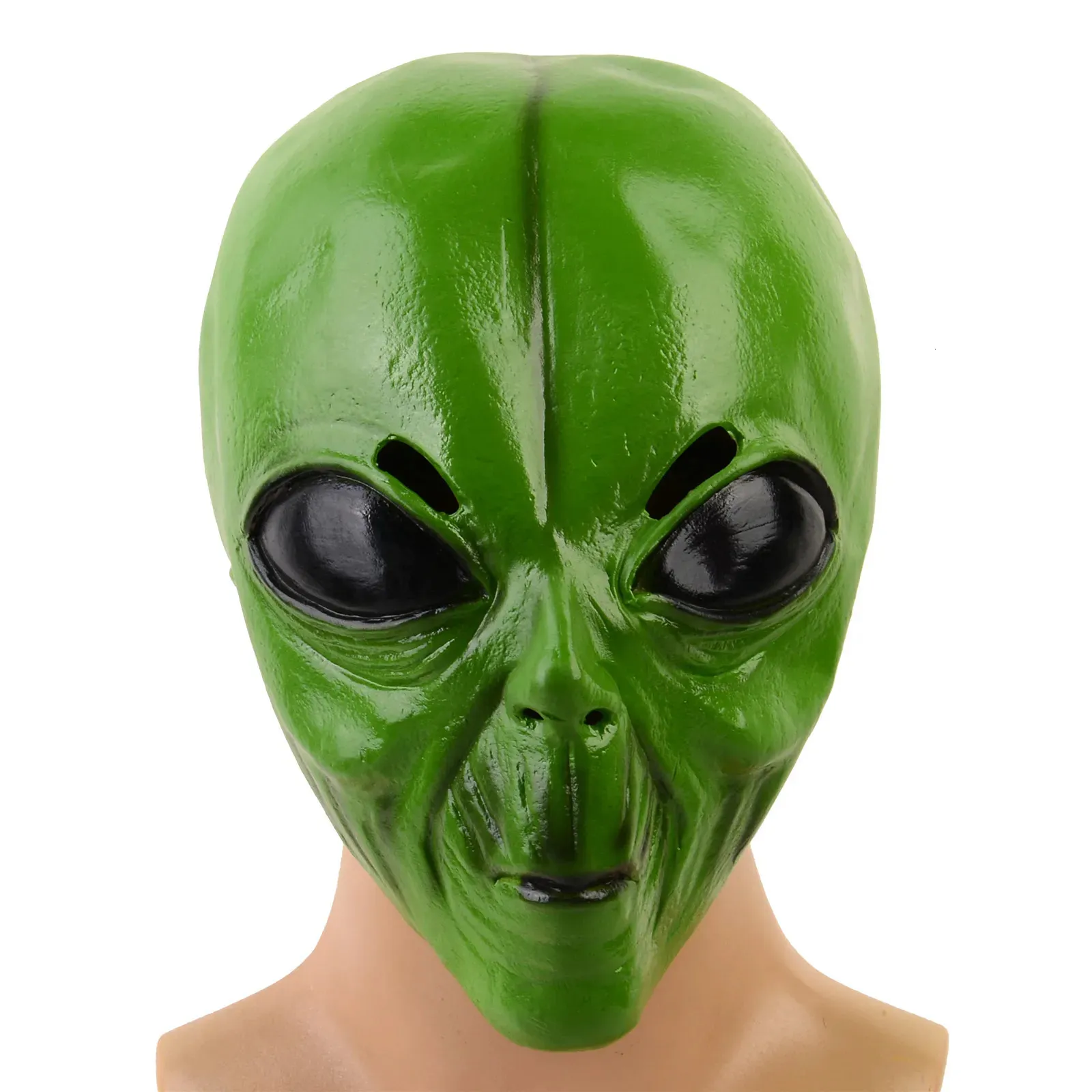 Latex Green Alien Head Mask Realistic Halloween... From Mengdastore ...