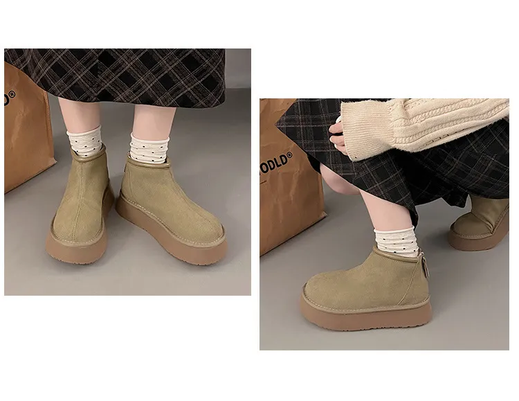 Designer Snow Boots For Women Plush Lined Comfortable Cotton Shoes_voghion.com