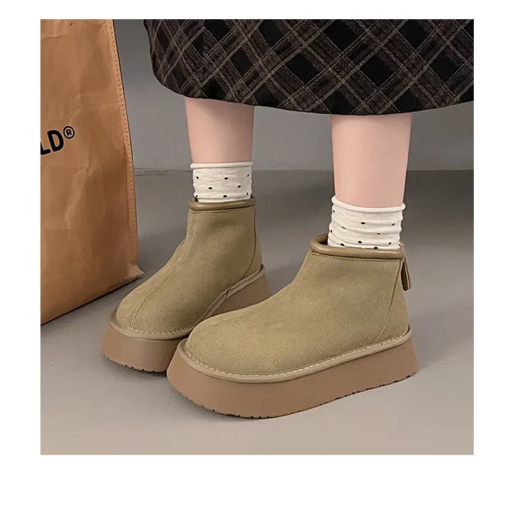 Designer Snow Boots For Women Plush Lined Comfortable Cotton Shoes_voghion.com
