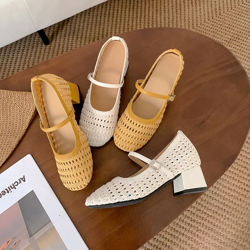 hot Free Delivery Designer Women Board Mary Jane Women's Thick Heel Shallow Mouth Single Shoe Commuting Shoes_voghion.com