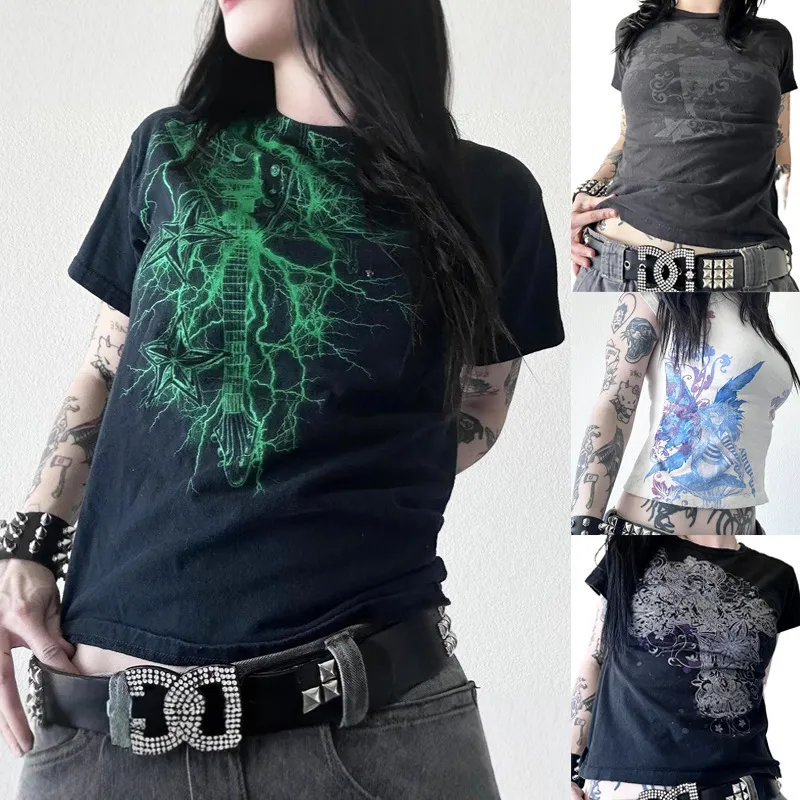 Vintage Skull Graphic Long Sleeve Tee - Y2K Cyber Aesthetic