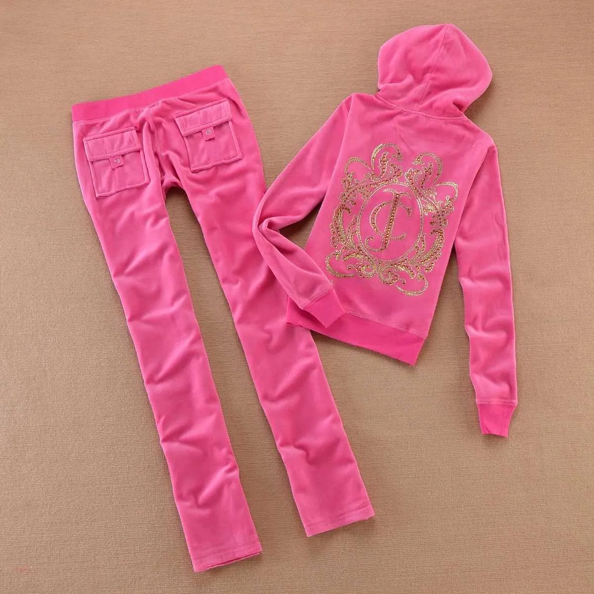 Women Tracksuits: Plush Velvet Loungewear Set, Hooded Jacket