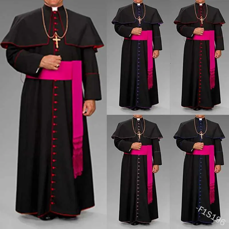 Roman Robi Roman Black Priest Cassock Robe Belt Clergyman Vestments Medieval ...