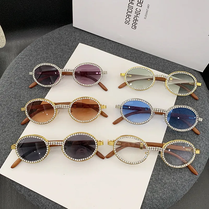 Ladies Oval Sunglasses with Rhinestones Round Vintage Small  display picture 1