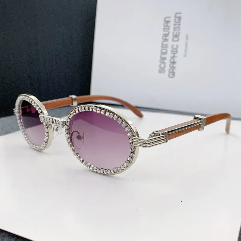 Ladies Oval Sunglasses with Rhinestones Round Vintage Small  display picture 3