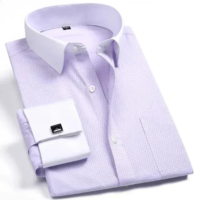 lavender french cuff dress shirt Men's Lavender French Cuff Dress Shirt & Tie Set SG27