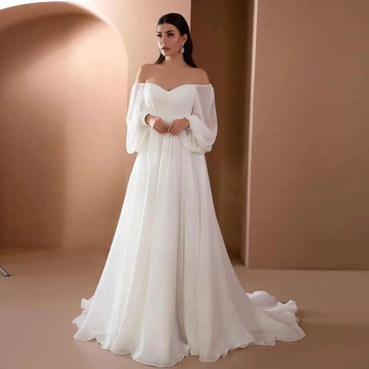 formal white off the shoulder dress Long White Formal Dress with Tie Shoulder Straps Off White / 14
