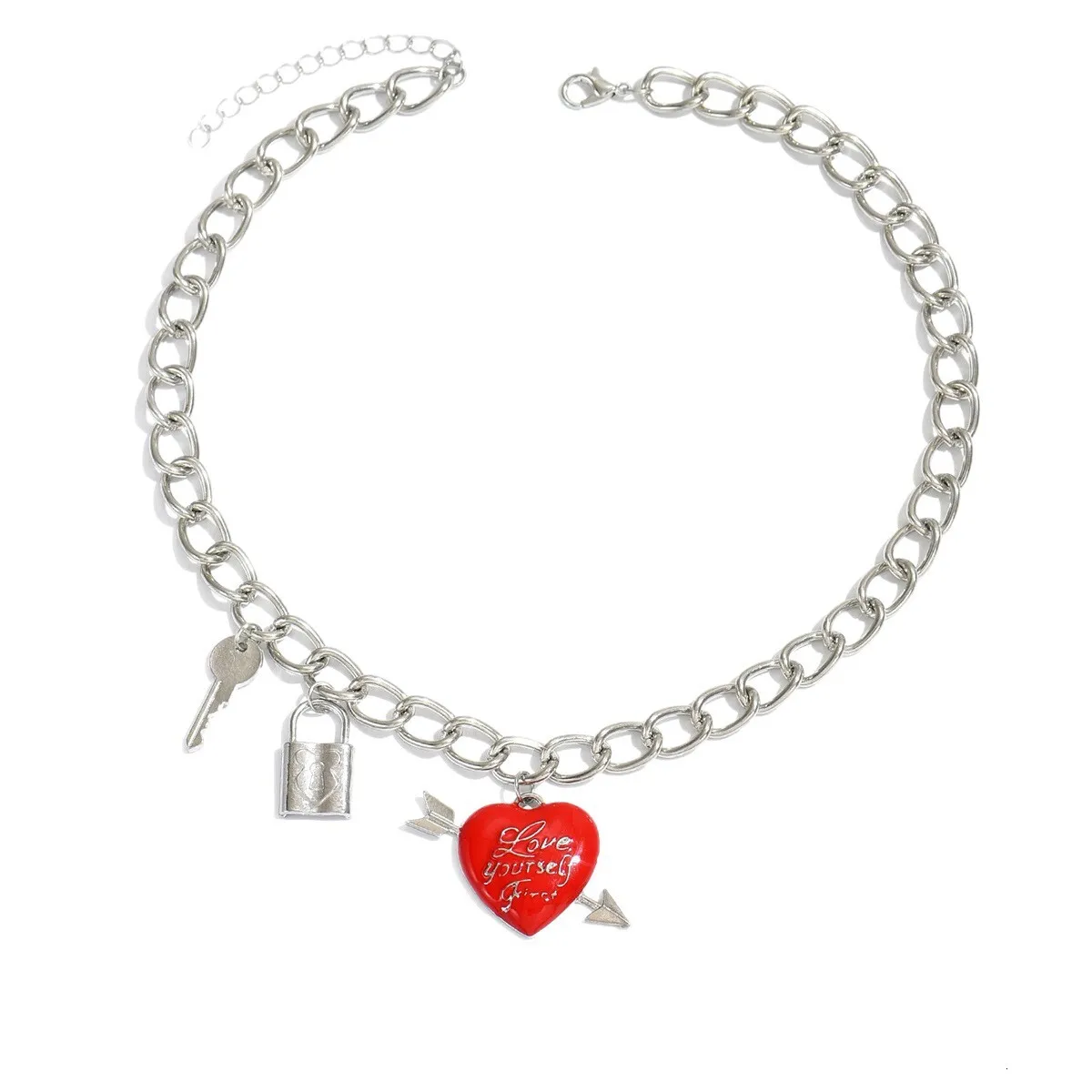 Collana Catena Con Lucchetto E Pendente A Blocco, Gioiello Unisex In Metallo Per Uomo E Donna, Trendy E Regalo