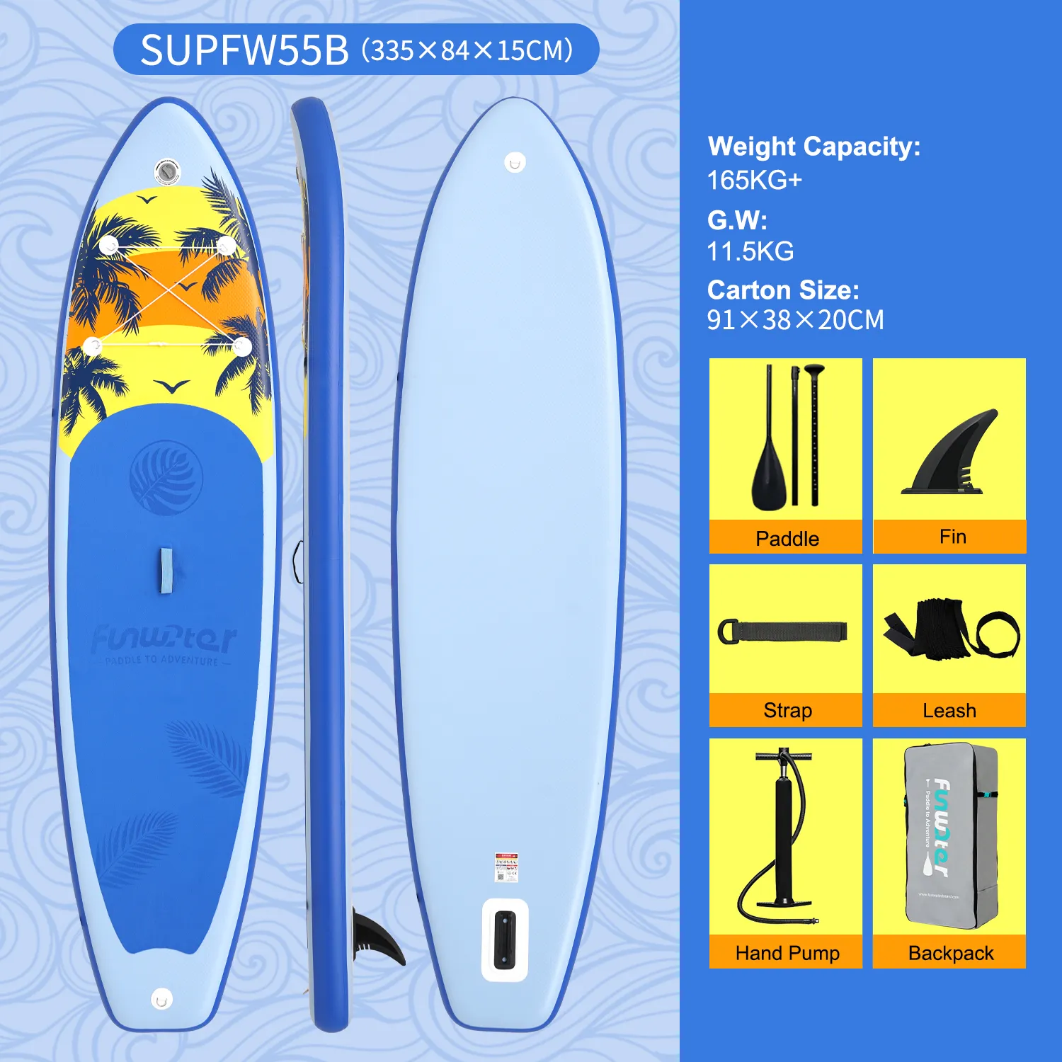 FunWater SUP サーフボード パドルボード 350 センチメートル/335...を 