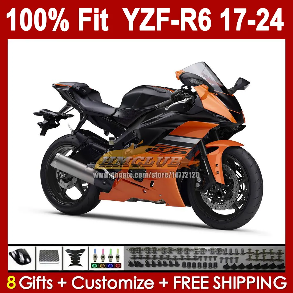 Kit de feiras de OEM para YAMAHA YZF R6 R 6 600CC YZF-R6 308NO.82 YZFR6  2017 2018 2019 2020 2021 2022 2023 2024 YZF600 17 18 19 20 21 22 23 24  Molde de injeção Conjunto de corpo laranja, image size:1000x1000