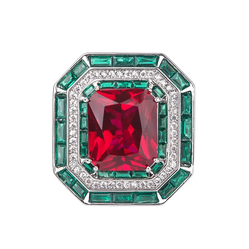 Quality Stunning Wedding Rings Handmade Luxury Jewelry 925 Sterling Silver Princess Cut Emerald CZ Diamond Party Promise_voghion.com