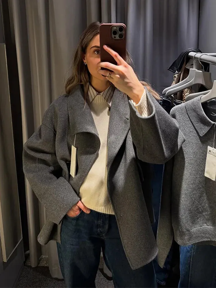 Cardigan Donna Collo Alto - Maglione In Misto Lana Con Tasche, Maniche Lunghe, Autunno Inverno 2025, Colori Vari