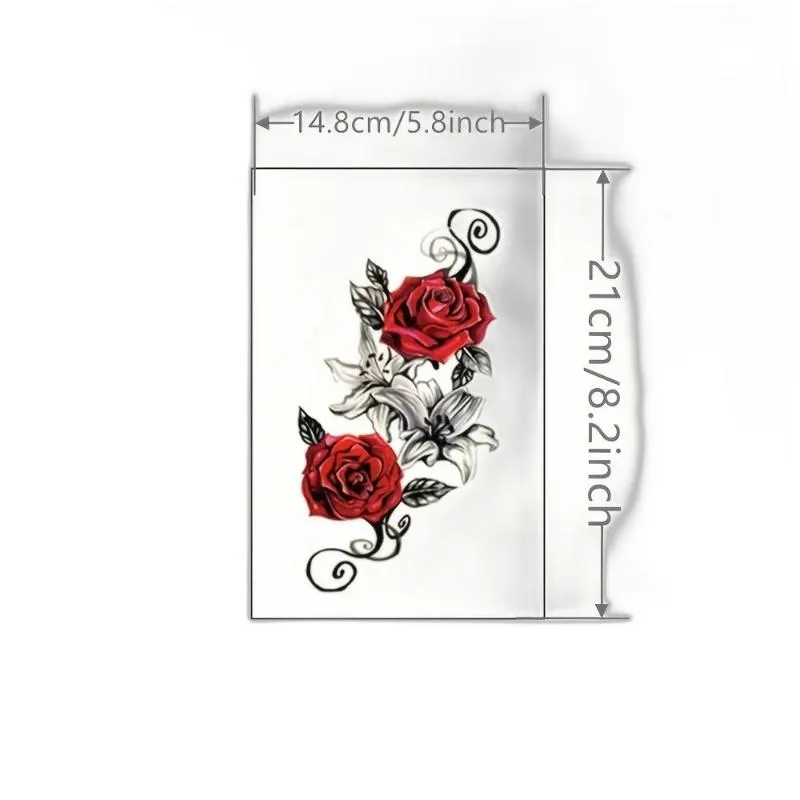 Tatuaggio Temporaneo Con Teschio, Rosa E Farfalla - Foto 6