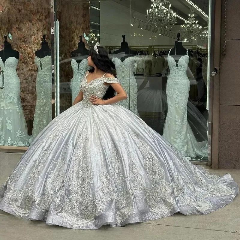 open lace back dress Colourful Embroidery Floral Rose Wedding Dress Quinceanera Party Gown White / 8 main image 1