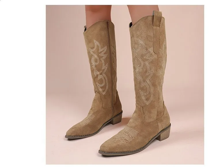 Embroidered Over The Knee Western Cowboy Boots For Autumn Spring_voghion.com