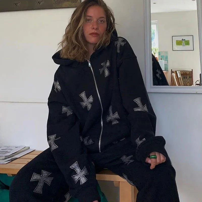 Duohropke Sweat à capuche zippé pour femme - Style vintage - Style années 90 - Y2K - Veste de mi-saison - Couleur unie - Décontractée, Vert kaki, S