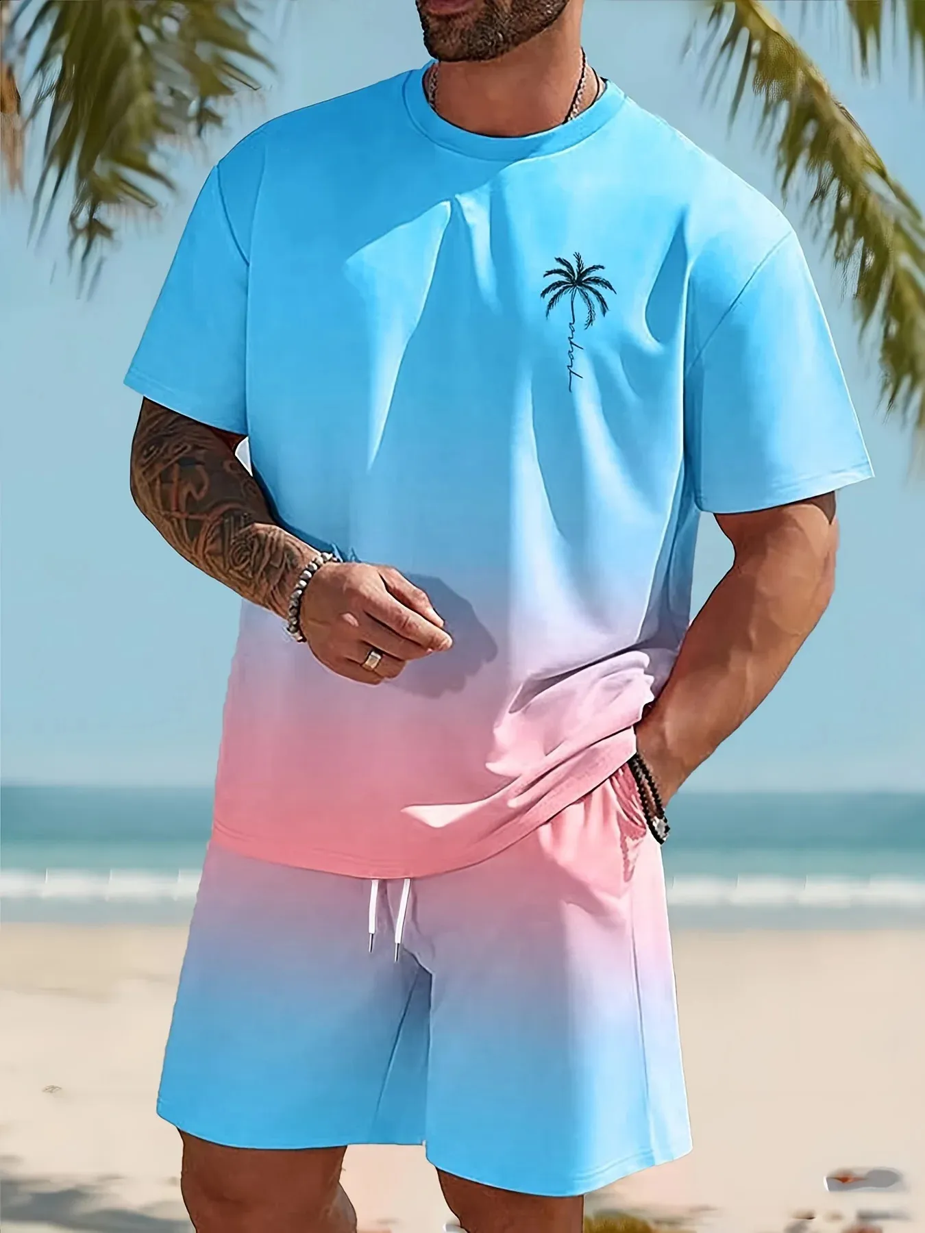 T Shirt Da Uomo In Stile Hawaiano Abito Da Spiaggia I Pantaloni Da - Main Image