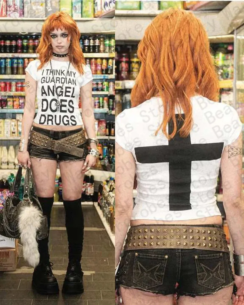 トップス sell 90s Grunge Crop Tops Slim Fit Vintage Graphic Print From