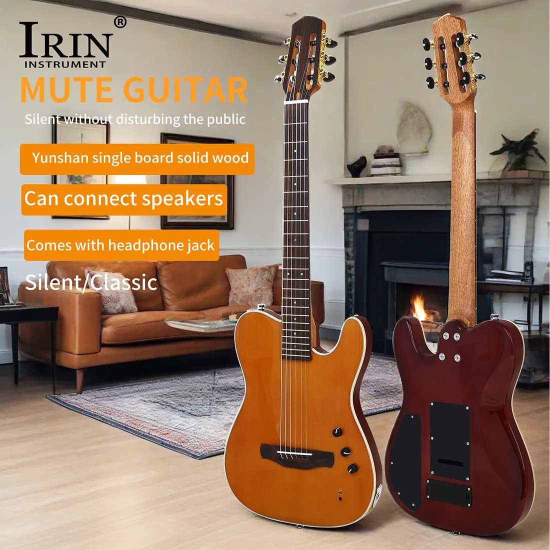 IRIN R4 Silent Classical Guitar 3/4 Size 22 Fret Acoustic Electric