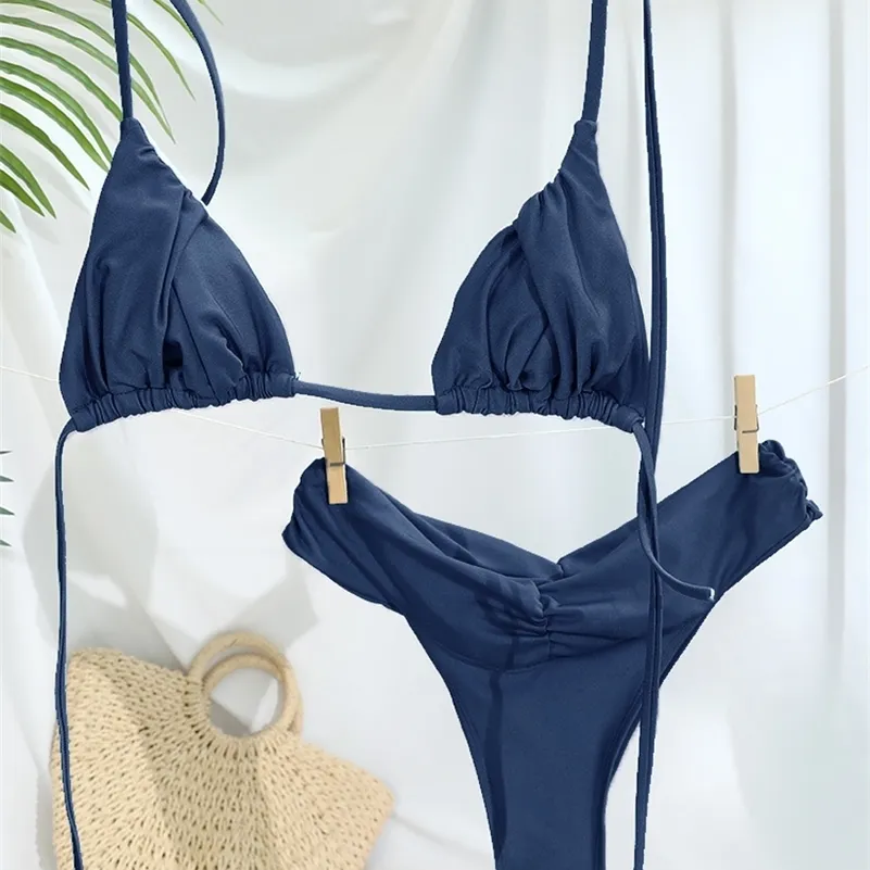 Micro Triangle Bikini Set Solid Color Sexy Swimwear From Huantong03 