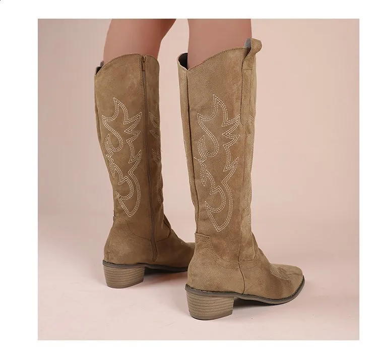Embroidered Over The Knee Western Cowboy Boots For Autumn Spring_voghion.com