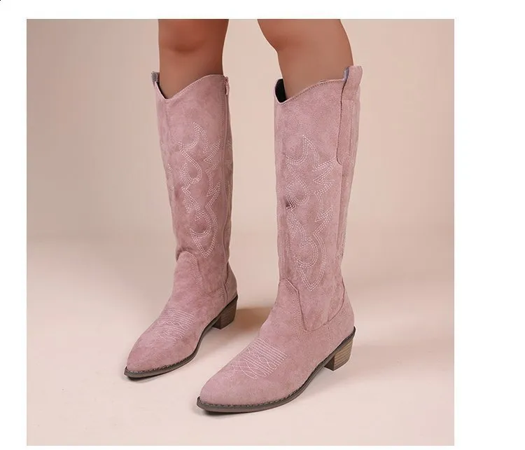 Embroidered Over The Knee Western Cowboy Boots For Autumn Spring_voghion.com