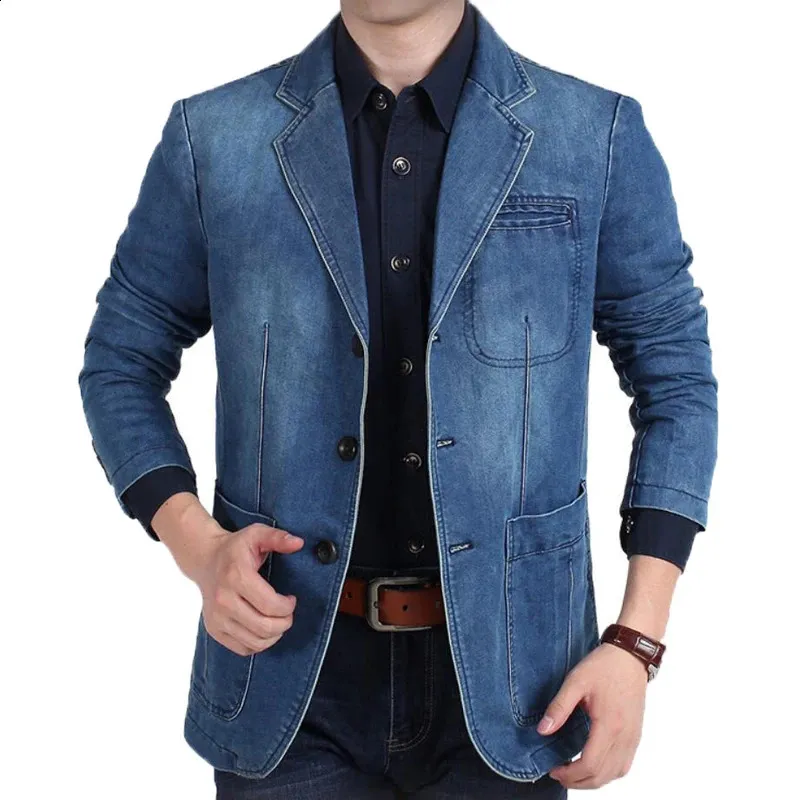 Jeans Giacche Da Uomo Abito Casual In Denim Blazer Moda Abbassa I