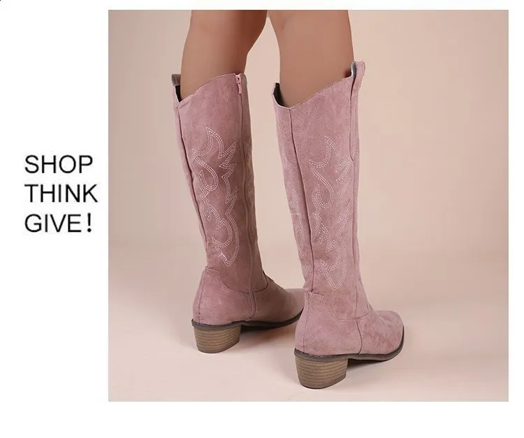 Embroidered Over The Knee Western Cowboy Boots For Autumn Spring_voghion.com