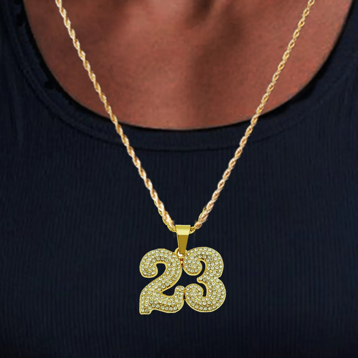 Rapper Pendant Numbers New Trap Number 23 Pendant Necklace for Men, Hiphop Digital Street ...