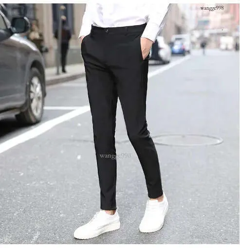Mens Slim Fit Cropped Dress Pants Formal Business Trousers For Men
