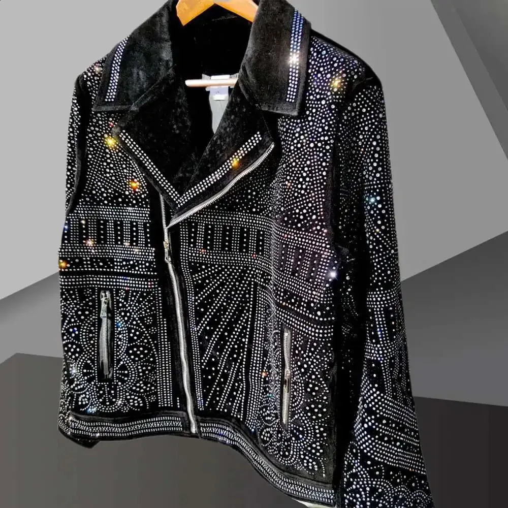 Diamond Rhinestones Jacket Men's Top Quality Drill Punk Club Outfit ...