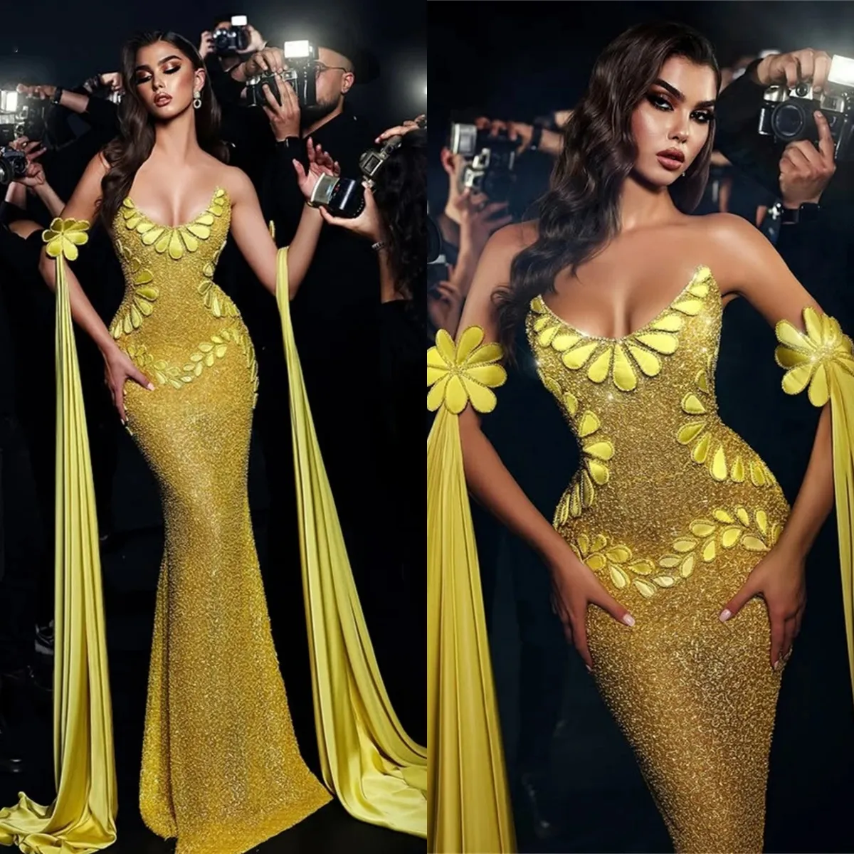 high end party dresses with custom fits Prom Fitting Moments with Your Bestie: Matching Silver & Gold Dresses