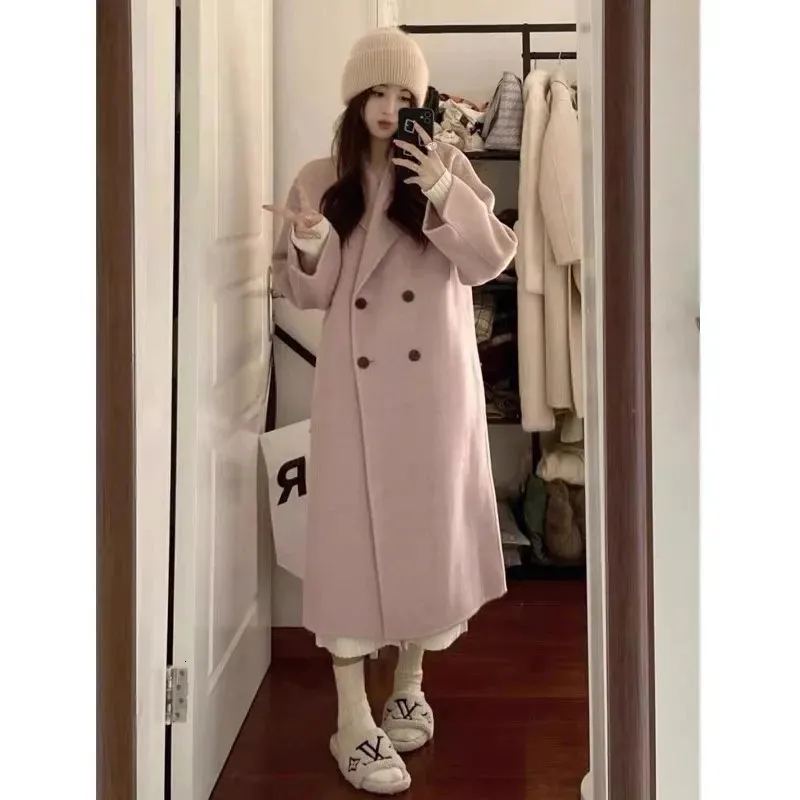 Korean Korean Coat Suit For Women 2026.2026 Mid-Length Double-Sided Wool Jacket for Women, Autumn Winter ...