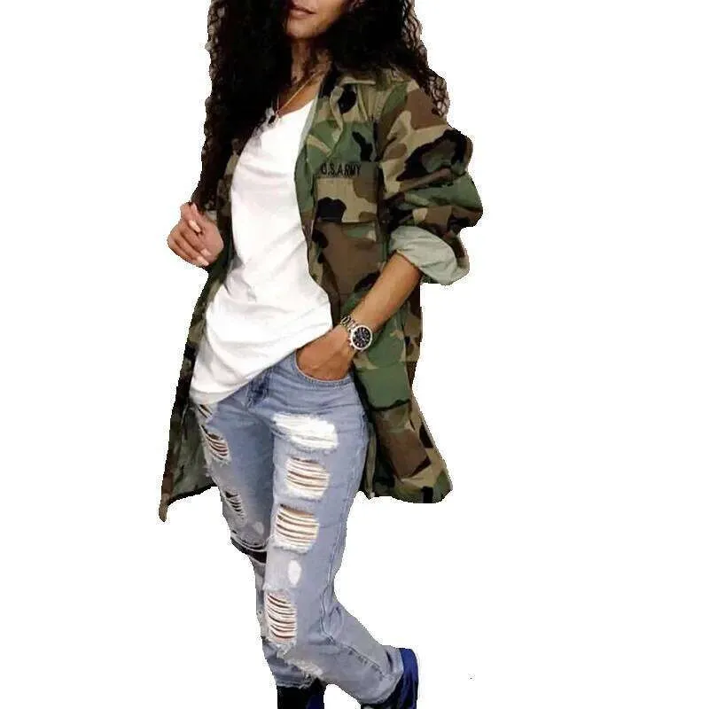 Veste De Camouflage Pour Femme – Manteau Long Surdimensionné