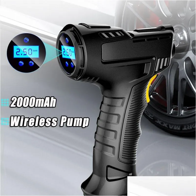 120W Cordless Auto Tire Inflator Rechargeable Portable Electric Car Air ...