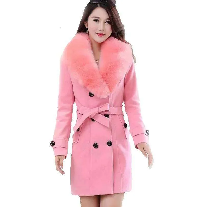 Économisez gros sur les achats en gros de Manteau De Laine À Double  Boutonnage Féminin WMWMNU Manteau En Laine Rose Veste Extra Longue À Col En 