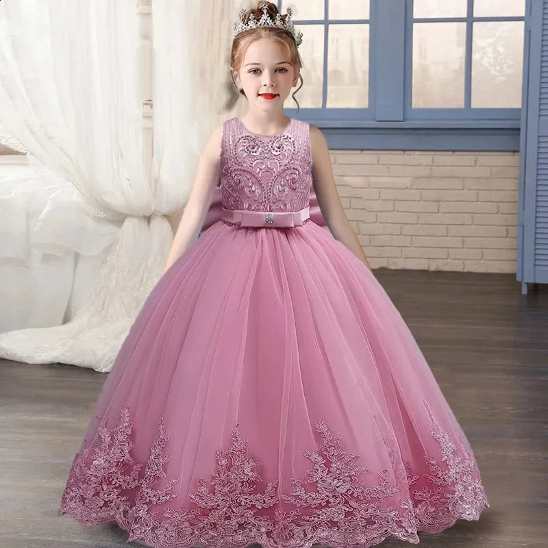 formal dress for 12 year old girl Otqutp Baby Girls Flowers Little Girls Tulle Lace Wedding Party Dress Kids Formal Birthday Princess Pageant Prom Maxi Gown 2-12 Years father daughter dance Gelikeya Formal Dresses for Girls