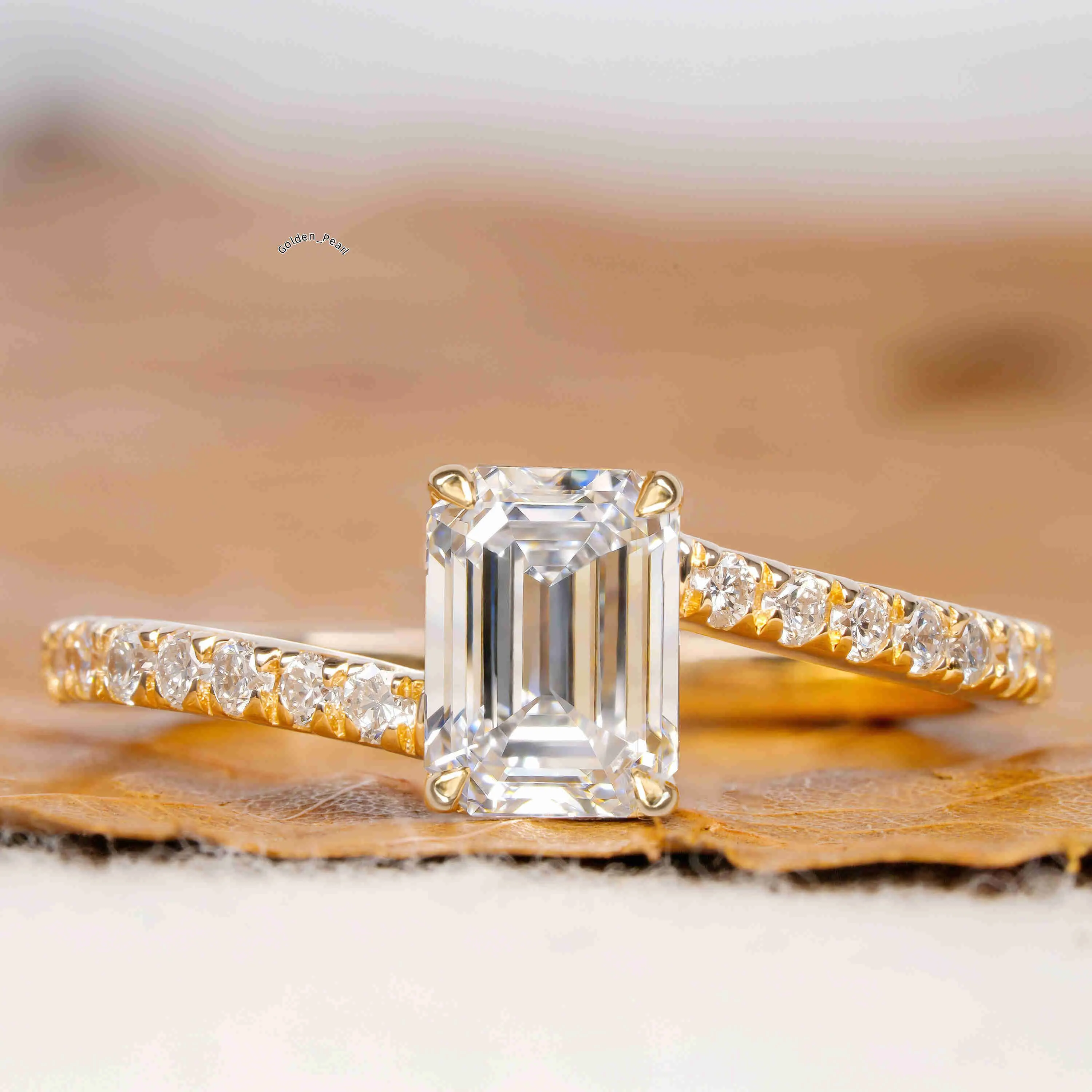 Elisa Jewelry 2 Ct Lab Grown Emerald Cut Diamond Ring... From Golden ...
