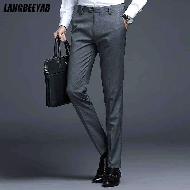 Business Casual Pants for Men Acetate Bootcut Dress Trousers Relax Fit ...