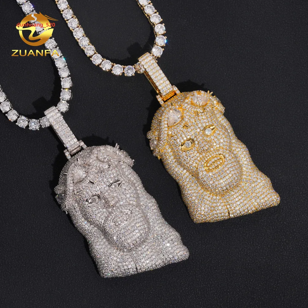 Jesus Moissanite Pendant Iced Out Hip Hop Design 925 Sterling Silver ...