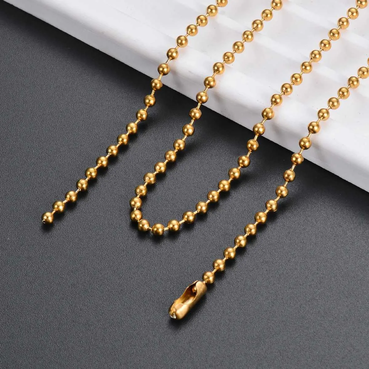 18K Gold Plated Stainless Steel Ball Chain Necklace 5 in 126 mm Wide ...