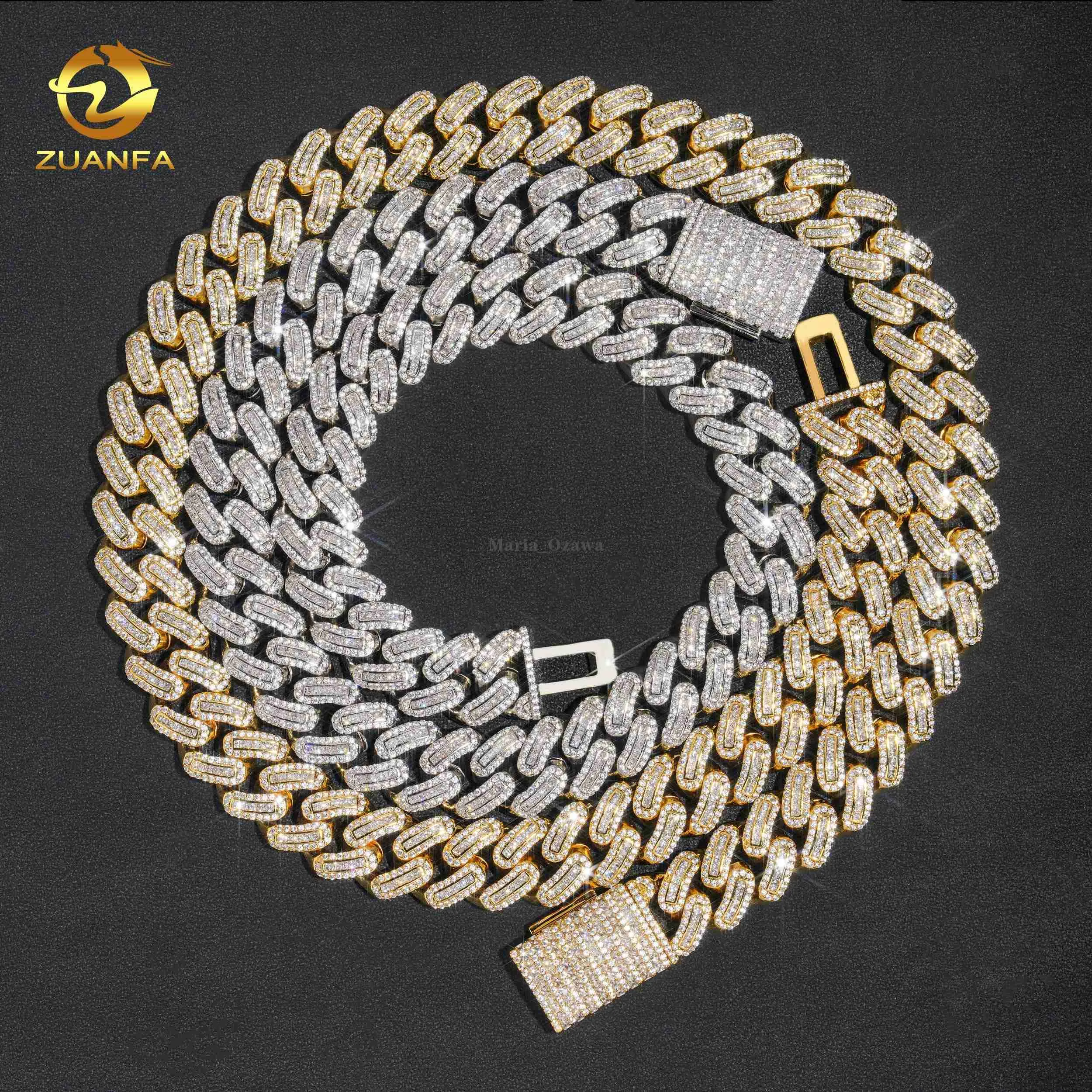 925 Sterling Silver Cuban Link Chain Necklace with 14K Gold Plated ...