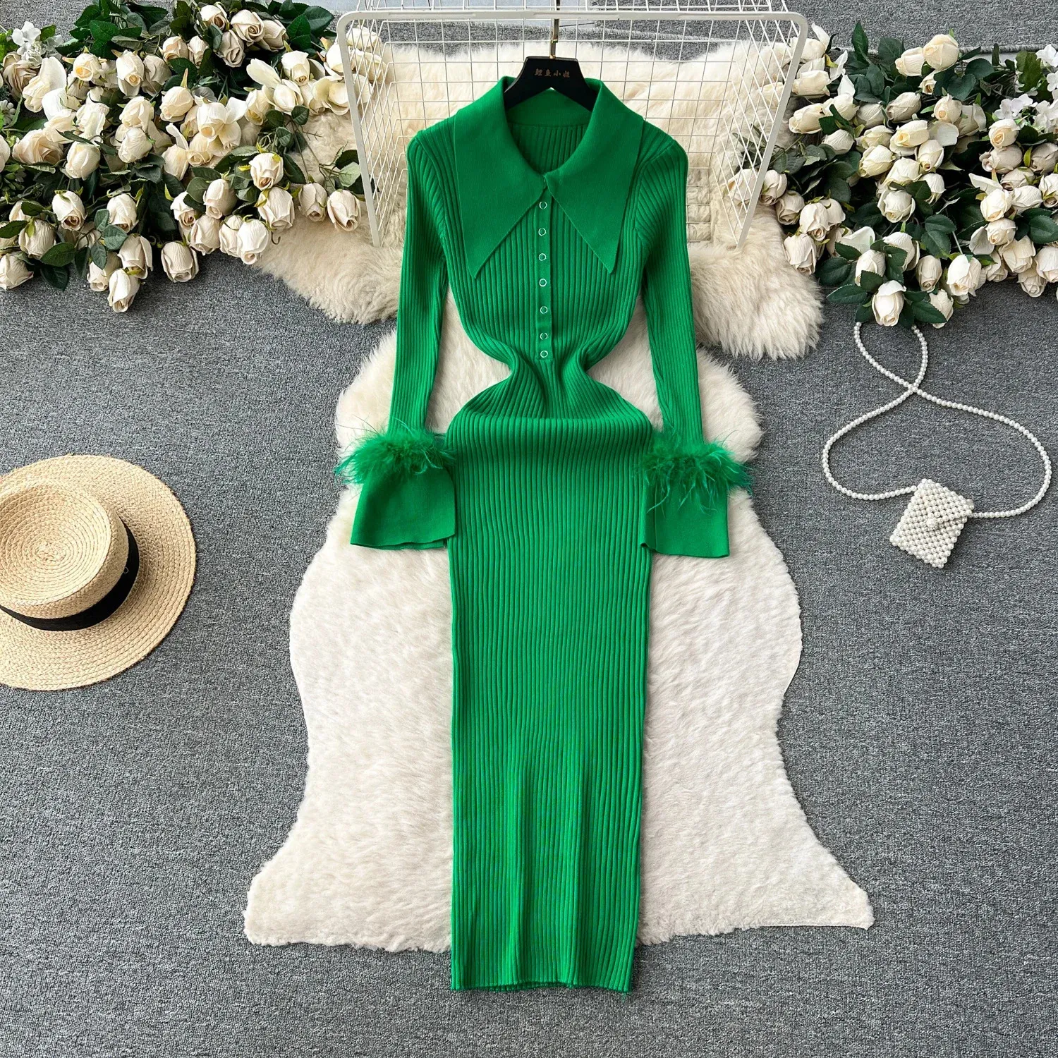 green emerald velvet dress Better Believe It Fitted Knit Dress- Bright Pink