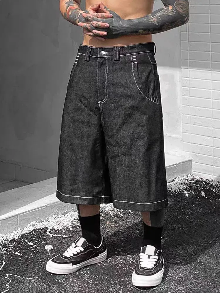 Y2K Mens Black Baggy Jeans Shorts Mens Summer From Kuo03, Rs