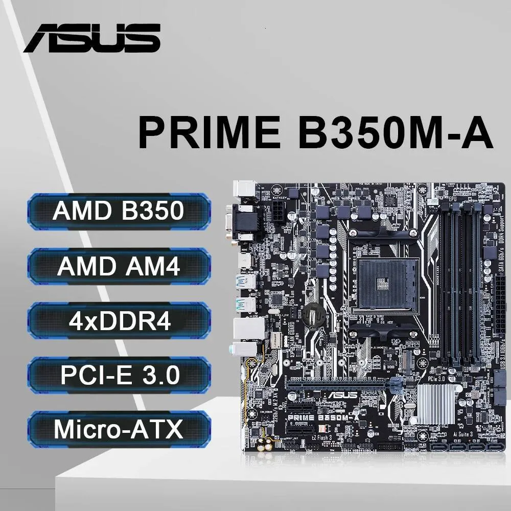 ASUS PRIME B350M A Motherboard AMD B350 AM4 Socket Support Ryzen