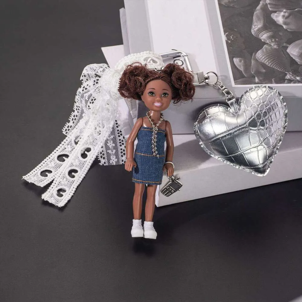 Bag Charm Doll Plush Keychain Curly Hair Black Girl Backpack Pendant ...